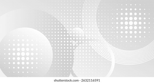 White geometric abstract background overlap layer on bright space with lines effect decoration. Modern graphic design element circles style concept for banner.