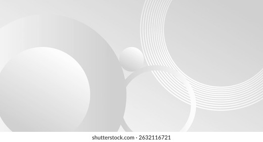 White geometric abstract background overlap layer on bright space with lines effect decoration. Modern graphic design element circles style concept for banner.