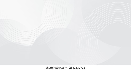 White geometric abstract background overlap layer on bright space with lines effect decoration. Modern graphic design element circles style concept for banner.