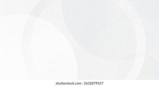 White geometric abstract background overlap layer on bright space with lines effect decoration. Modern graphic design element circles style concept for banner.vector eps10