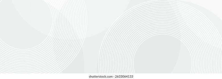 O plano de fundo abstrato geométrico branco sobrepõe a camada no espaço brilhante com a decoração de efeito de linhas. Design gráfico moderno circula o conceito de estilo para banner.