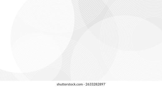 White geometric abstract background overlap layer on bright space with lines effect decoration. Modern graphic design element circles style concept for banner.