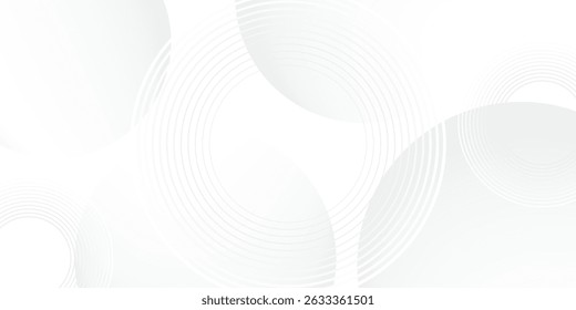 White geometric abstract background overlap layer on bright space with lines effect decoration. Modern graphic design element circles style concept for banner.