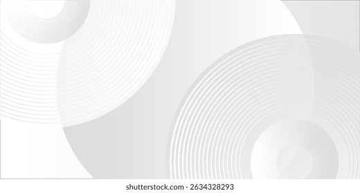 White geometric abstract background overlap layer on bright space with lines effect decoration. Modern graphic design element circles style concept for banner.