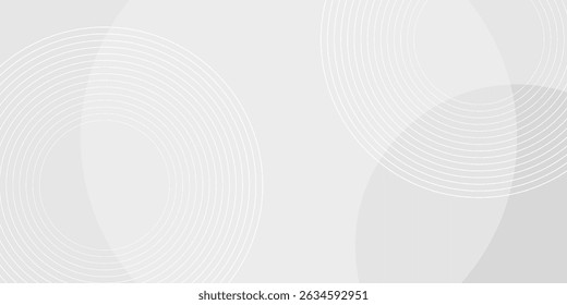 White geometric abstract background overlap layer on bright space with lines effect decoration. Modern graphic design element circles style concept for banner.
