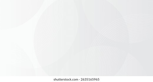 White geometric abstract background overlap layer on bright space with lines effect decoration. Modern graphic design element circles style concept for banner.