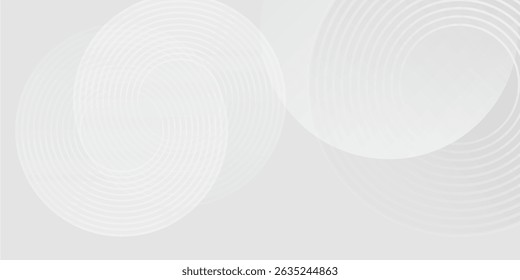 White geometric abstract background overlap layer on bright space with lines effect decoration. Modern graphic design element circles style concept for banner cover modern digital