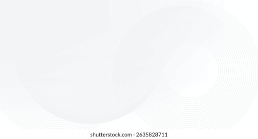 White geometric abstract background overlap layer on bright space with lines effect decoration. Modern graphic design element circles style concept for banner, modern vector arts