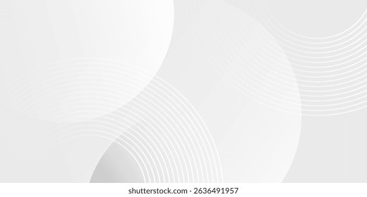 White geometric abstract background overlap layer on bright space with lines effect decoration. Modern graphic design element circles style concept for banner.