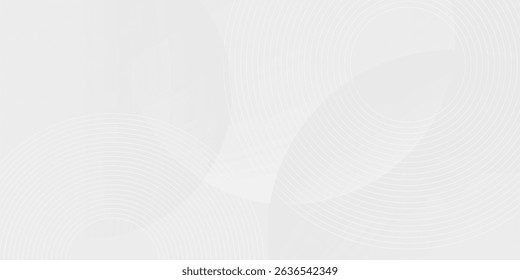 White geometric abstract background overlap layer on bright space with lines effect decoration. Modern graphic design element circles style concept for banner.