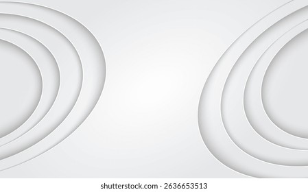 white geometric abstract background overlap layer on bright space with waves decoration. Minimalist modern graphic design element cutout style concept for banner, flyer, card, or brochure cover