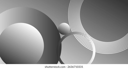 White geometric abstract background overlap layer on bright space with lines effect decoration. Modern graphic design element circles style concept for banner.
