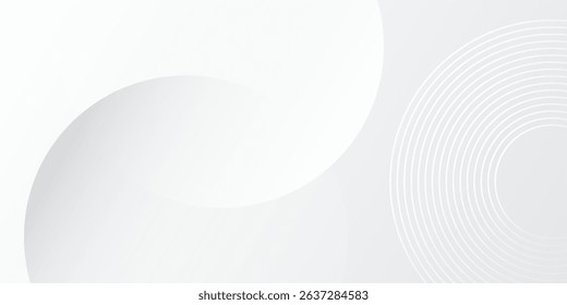 White geometric abstract background overlap layer on bright space with lines effect decoration. Modern graphic design element circles style abstract