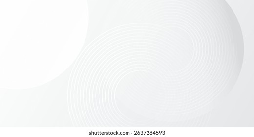 White geometric abstract background overlap layer on bright space with lines effect decoration. Modern graphic design element circles style abstract modern design