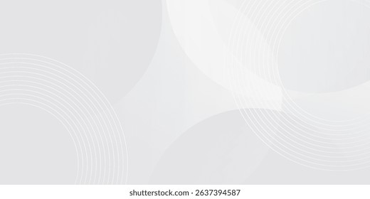 White geometric abstract background overlap layer on bright space with lines effect decoration. Modern graphic design element circles style concept for banner.