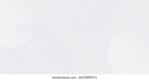White geometric abstract background overlap layer on bright space with lines effect decoration. Modern graphic design element circles style concept for banner.
