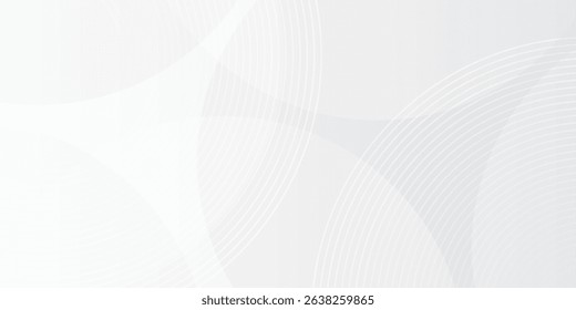 White geometric abstract background overlap layer on bright space with lines effect decoration. Modern graphic design element circles style concept for banner.