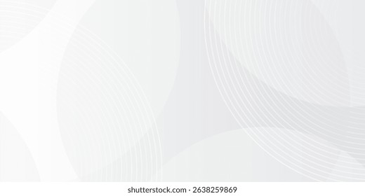 White geometric abstract background overlap layer on bright space with lines effect decoration. Modern graphic design element circles style concept for banner.