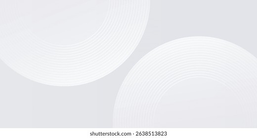 White geometric abstract background overlap layer on bright space with lines effect decoration. Modern graphic design element circles style concept for banner.
