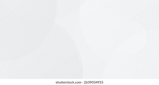 White geometric abstract background overlap layer on bright space with lines effect decoration. Modern graphic design element circles style concept for banner, modern vector arts