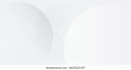 White geometric abstract background overlap layer on bright space with lines effect decoration. Modern graphic design element circles style concept for banner, modern vector arts