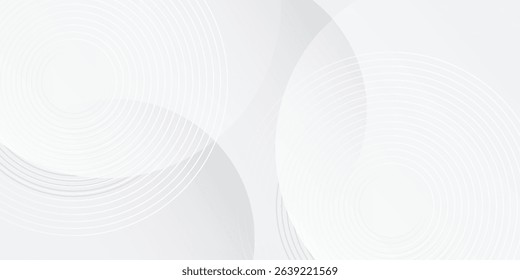 White geometric abstract background overlap layer on bright space with lines effect decoration. Modern graphic design element circles style concept for banner, modern vector arts