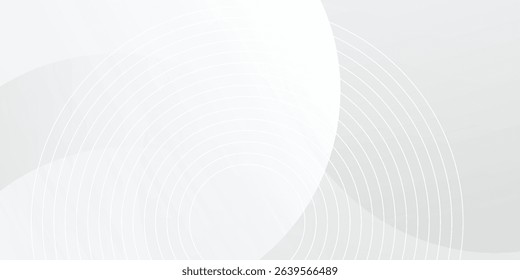 White geometric abstract background overlap layer on bright space with lines effect decoration. Modern graphic design element circles style concept for banner, modern vector arts vector eps10