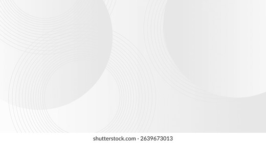 White geometric abstract background overlap layer on bright space with lines effect decoration. Modern graphic design element circles style concept for banner.