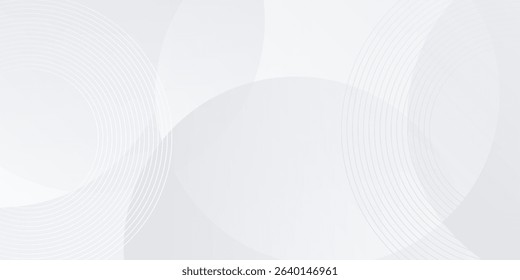 White geometric abstract background overlap layer on bright space with lines effect decoration. Modern graphic design element circles style concept for banner.
