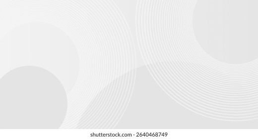 White geometric abstract background overlap layer on bright space with lines effect decoration. Modern graphic design element circles style concept for banner. vector eps 10