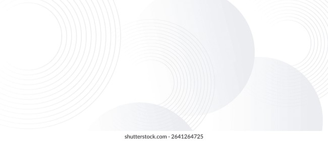 White geometric abstract background overlap layer on bright space with lines effect decoration. Modern graphic design element circles style concept for banner, modern vector arts