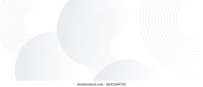 White geometric abstract background overlap layer on bright space with lines effect decoration. Modern graphic design element circles style concept for banner, modern vector arts