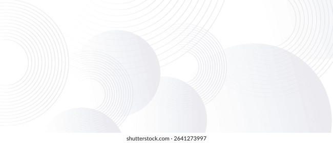 White geometric abstract background overlap layer on bright space with lines effect decoration. Modern graphic design element circles style concept for banner, modern vector arts