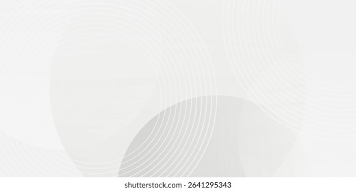 White geometric abstract background overlap layer on bright space with lines effect decoration. Modern graphic design element circles style concept for