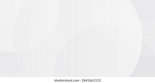 White geometric abstract background overlap layer on bright space with lines effect decoration. Modern graphic design element circles style concept for banner. ep s10