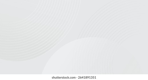 White geometric abstract background overlap layer on bright space with lines effect decoration. Design element circles style concept for banner simple good