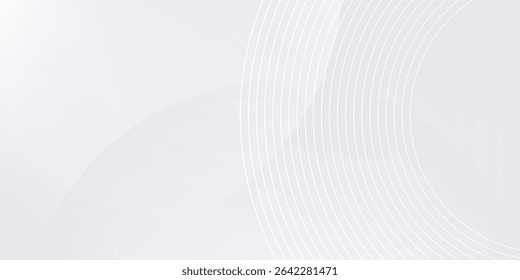 White geometric abstract background overlap layer on bright space with lines effect decoration. Modern graphic design element circles style concept for banner.
