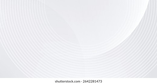 White geometric abstract background overlap layer on bright space with lines effect decoration. Modern graphic design element circles style concept for banner.
