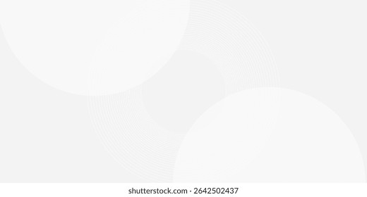White geometric abstract background overlap layer on bright space with lines effect decoration. Modern graphic design element circles style concept for banner. vector illustration