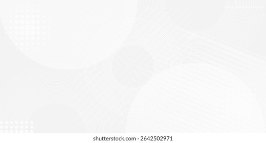 White geometric abstract background overlap layer on bright space with lines effect decoration. Modern graphic design element circles style concept for banner. vector illustration