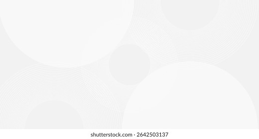 O plano de fundo abstrato geométrico branco sobrepõe a camada no espaço brilhante com a decoração de efeito de linhas. Design gráfico moderno elemento círculos conceito de estilo para banner. ilustração vetor