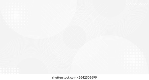 White geometric abstract background overlap layer on bright space with lines effect decoration. Modern graphic design element circles style concept for banner. vector illustration