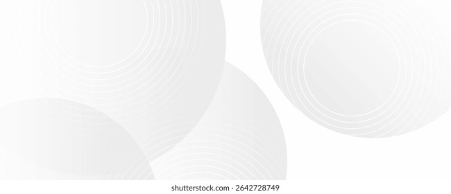 White geometric abstract background overlap layer on bright space with lines effect decoration. Modern graphic design element circles style concept for banner, modern vector arts