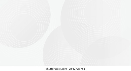 White geometric abstract background overlap layer on bright space with lines effect decoration. Modern graphic design element circles style concept for banner, modern vector arts