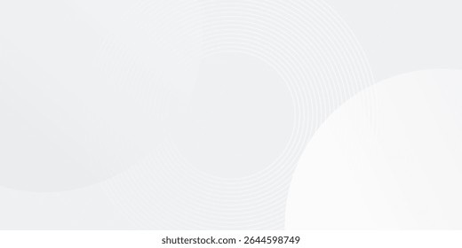 White geometric abstract background overlap layer on bright space with lines effect decoration. Simple design element circles style 