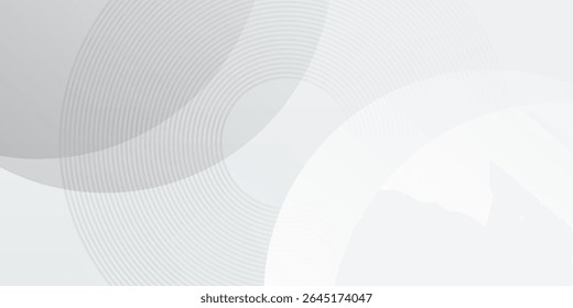 O plano de fundo abstrato geométrico branco sobrepõe a camada no espaço brilhante com a decoração de efeito de linhas. Design gráfico moderno elemento círculos conceito de estilo para banner, artes vetoriais modernas
