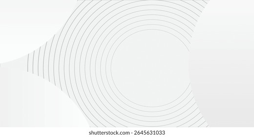 White geometric abstract background overlap layer on bright space with lines effect decoration. Modern graphic design element circles style concept for banner, modern vector arts
