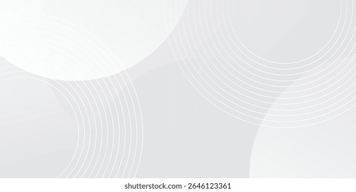 White geometric abstract background overlap layer on bright space with lines effect decoration. Modern graphic design element circles style concept for banner.