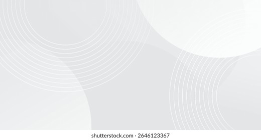 White geometric abstract background overlap layer on bright space with lines effect decoration. Modern graphic design element circles style concept for banner.