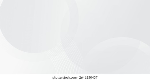 White geometric abstract background overlap layer on bright space with lines effect decoration. Modern graphic design element circles style concept for banner.